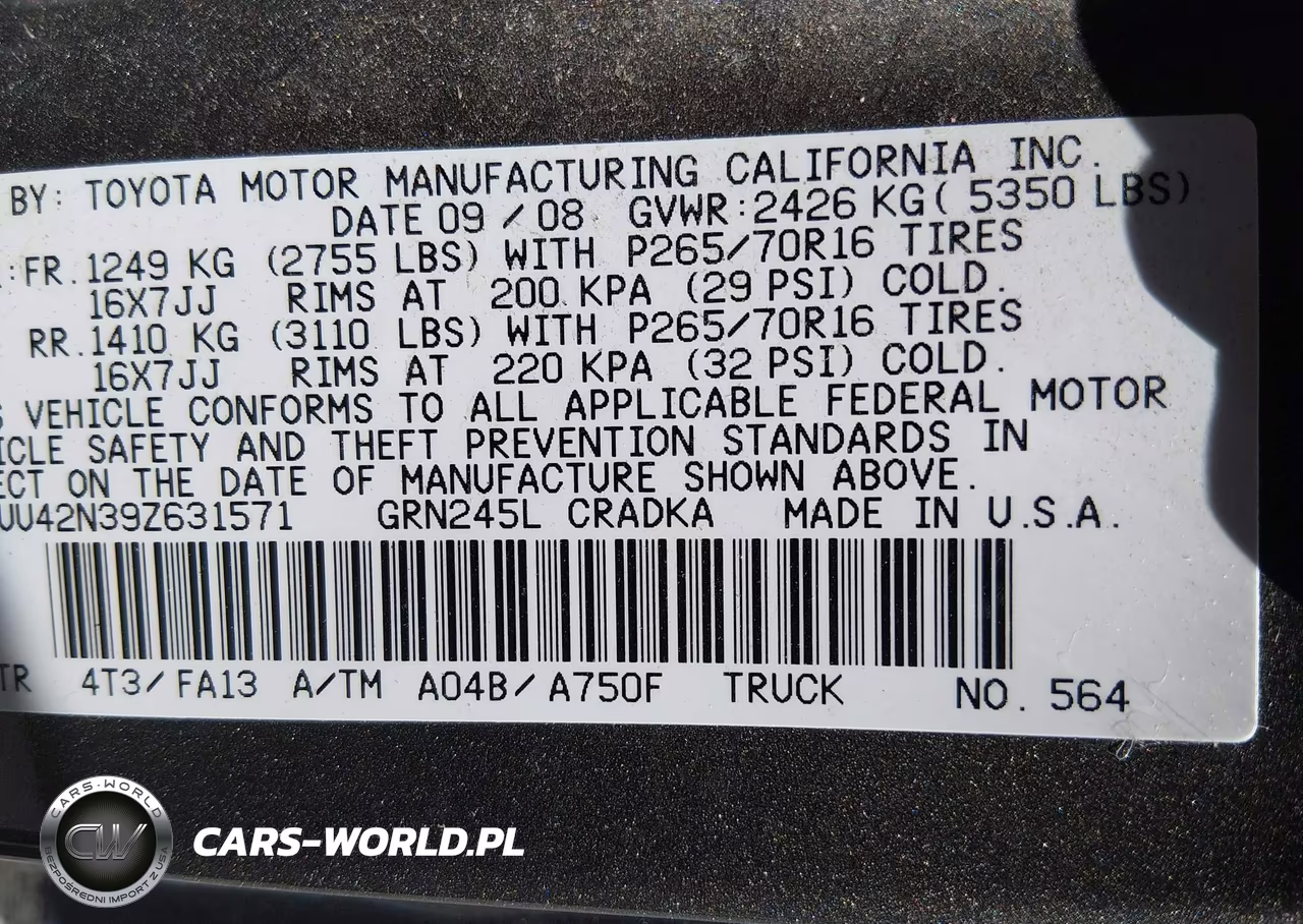 2009 Toyota Tacoma Base V6 VIN:5TEUU42N39Z631571 - 9