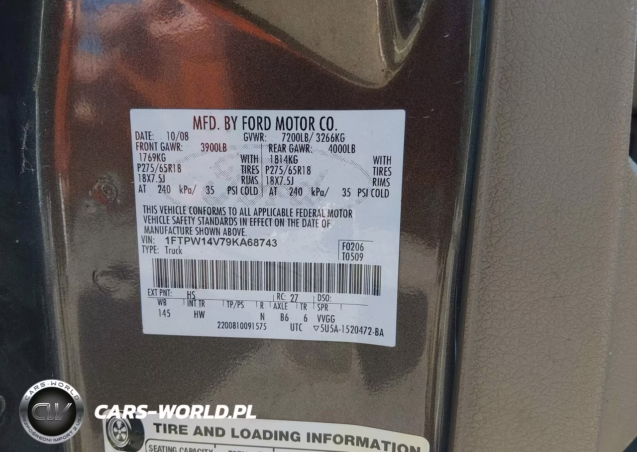 2009 Ford F-150 Fx4-King Ranch-Lariat-Platinum-Xl-Xlt VIN:1FTPW14V79KA68743 - 9