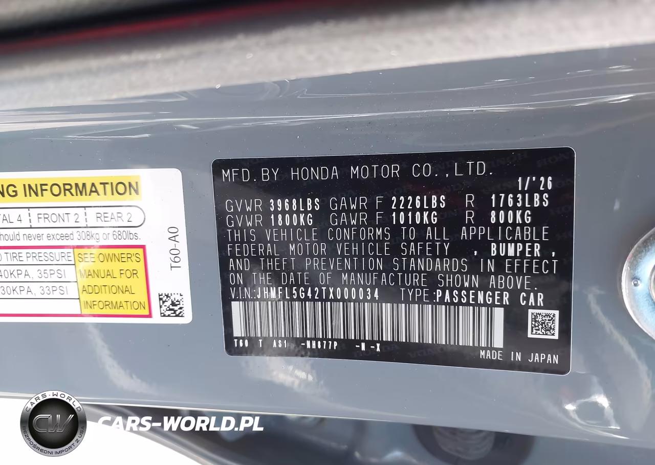 2026 Honda Civic Type R VIN:JHMFL5G42TX000034 - 9