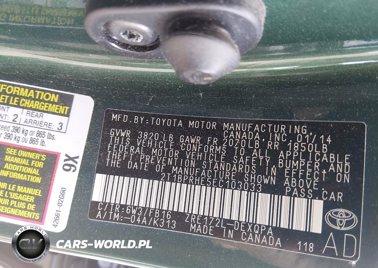 2014 Toyota Corolla Le Eco VIN:2T1BPRHE5EC103033 - 9