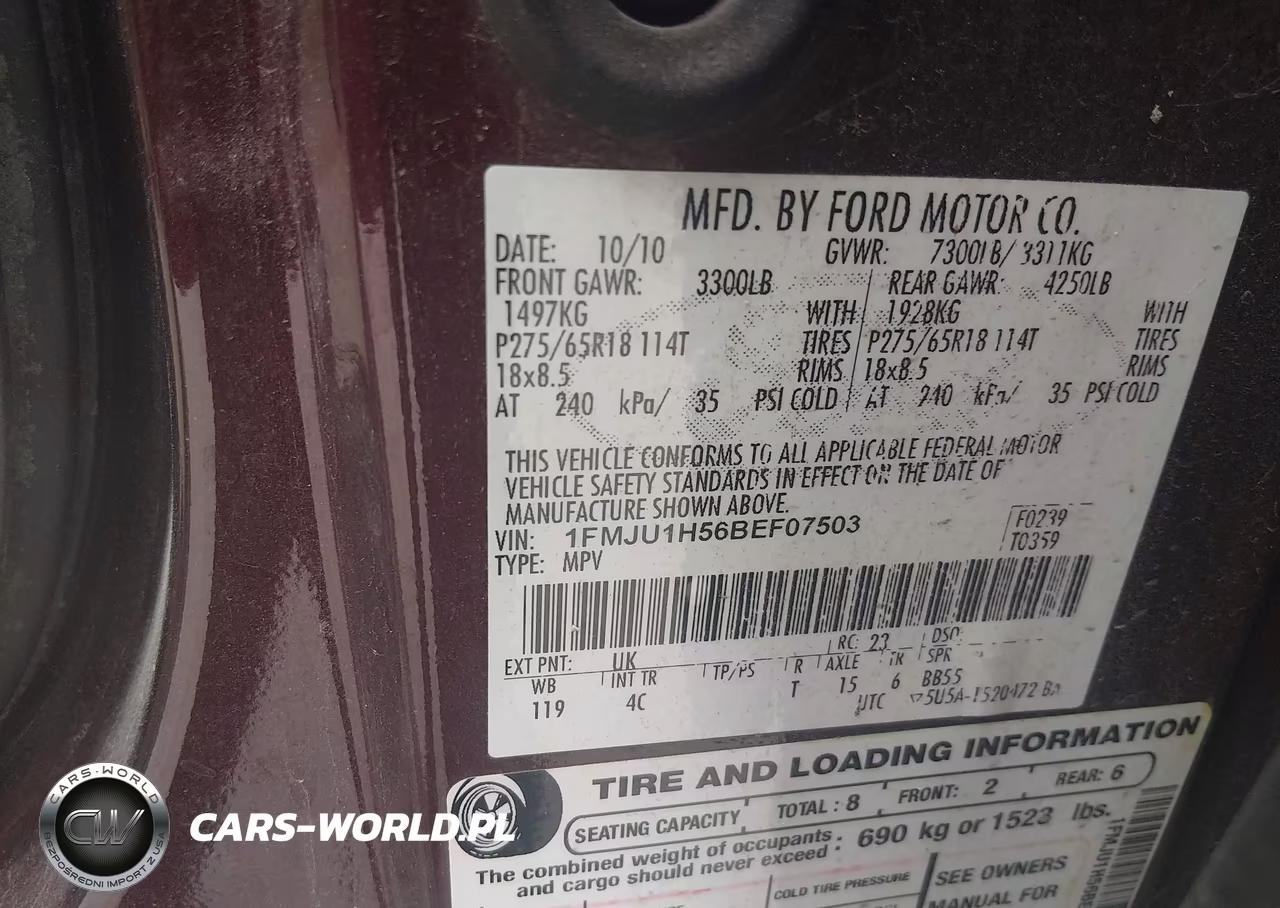 2011 Ford Expedition Xlt VIN:1FMJU1H56BEF07503 - 9