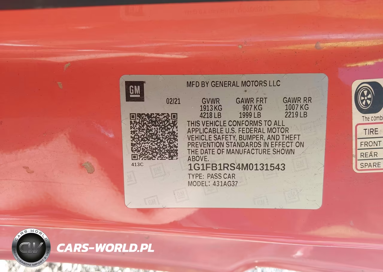 2021 Chevrolet Camaro Rwd 1Lt VIN:1G1FB1RS4M0131543 - 9
