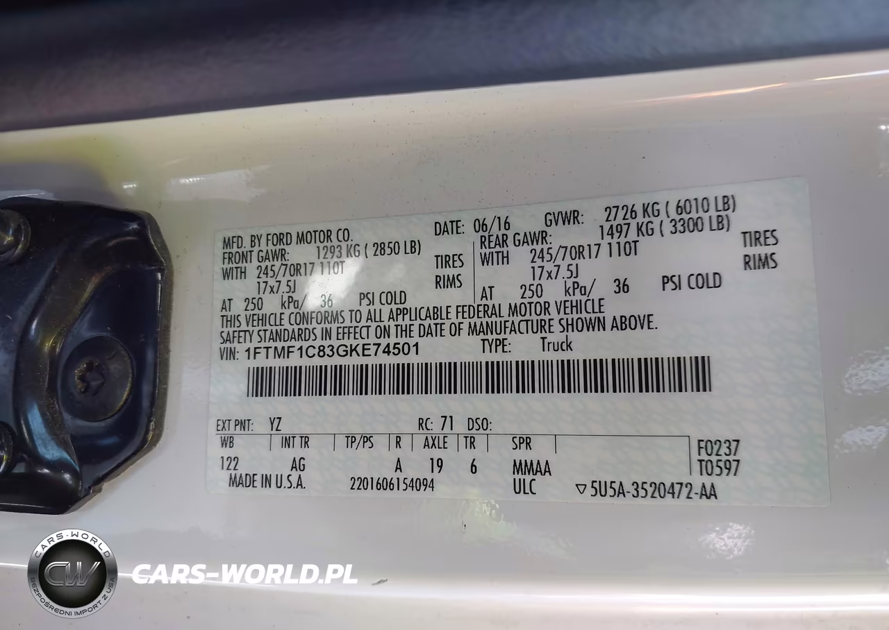 2016 Ford F-150 Xl VIN:1FTMF1C83GKE74501 - 9