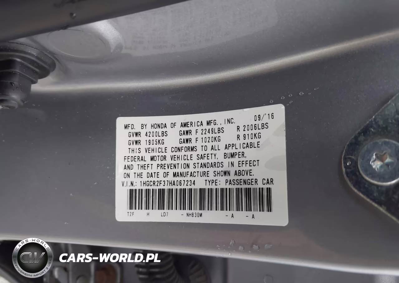 2017 Honda Accord Lx VIN:1HGCR2F37HA067234 - 9