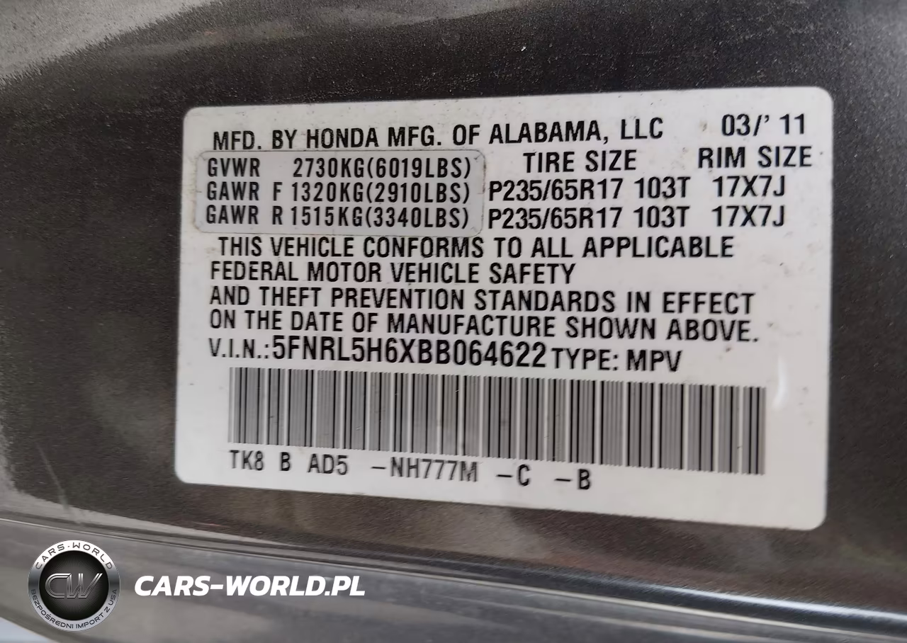 2011 Honda Odyssey Ex-L VIN:5FNRL5H6XBB064622 - 9