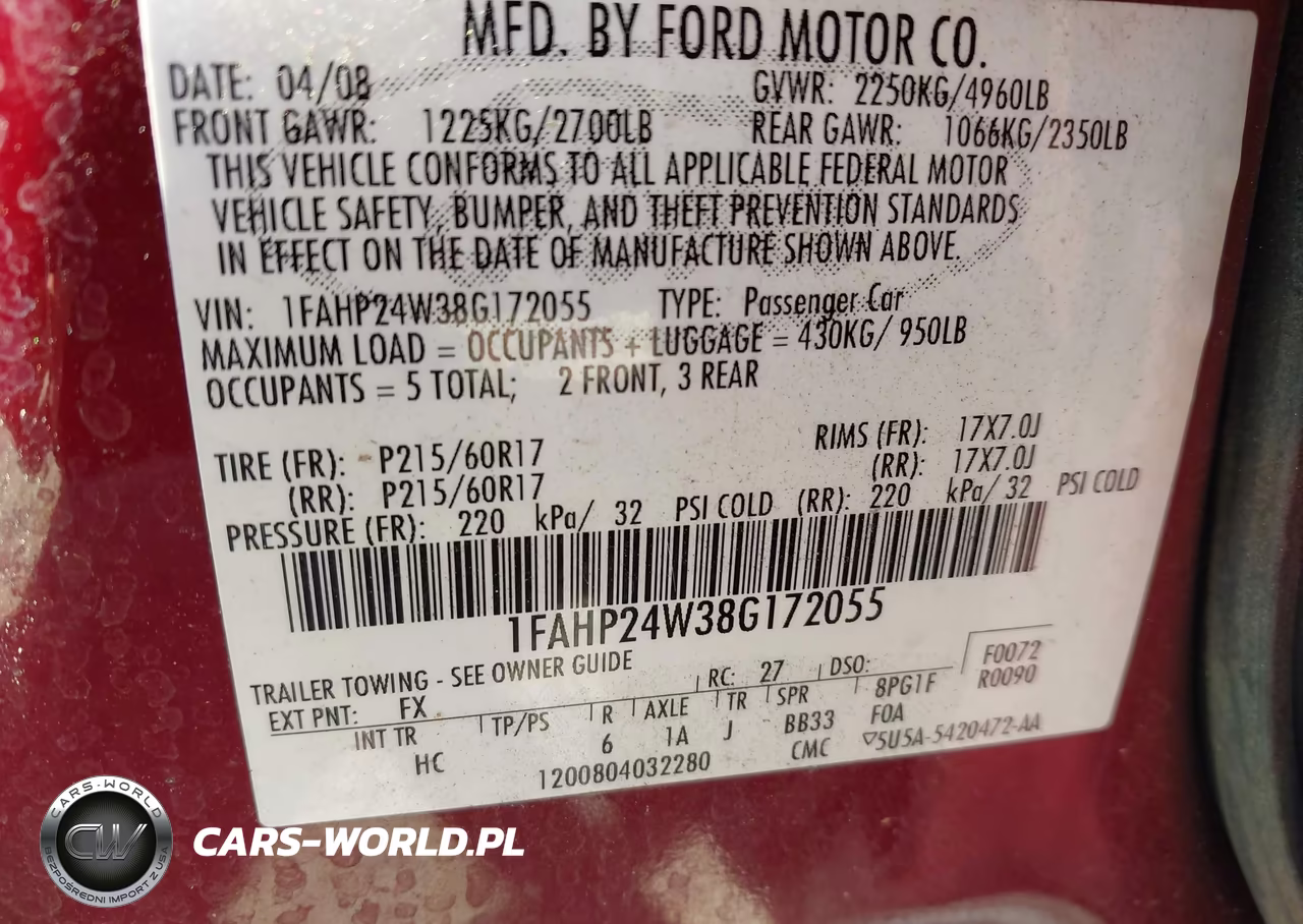 2008 Ford Taurus Sel VIN:1FAHP24W38G172055 - 9