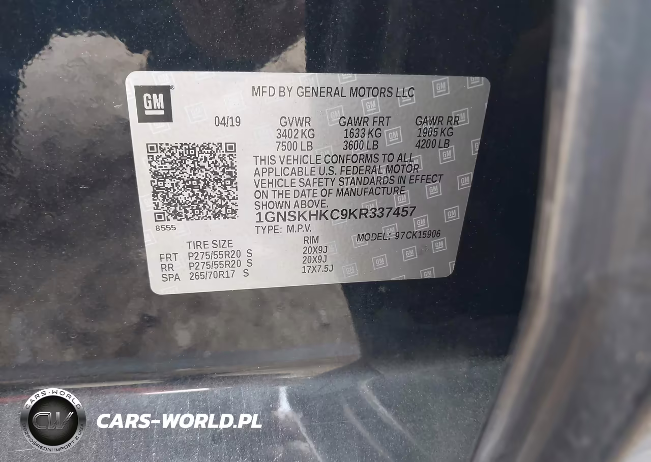 2019 Chevrolet Suburban Lt VIN:1GNSKHKC9KR337457 - 9