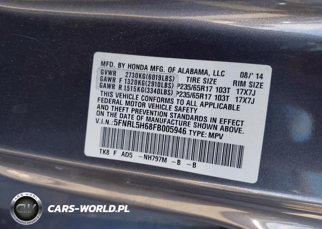 2015 Honda Odyssey Ex-L VIN:5FNRL5H68FB005946 - 9