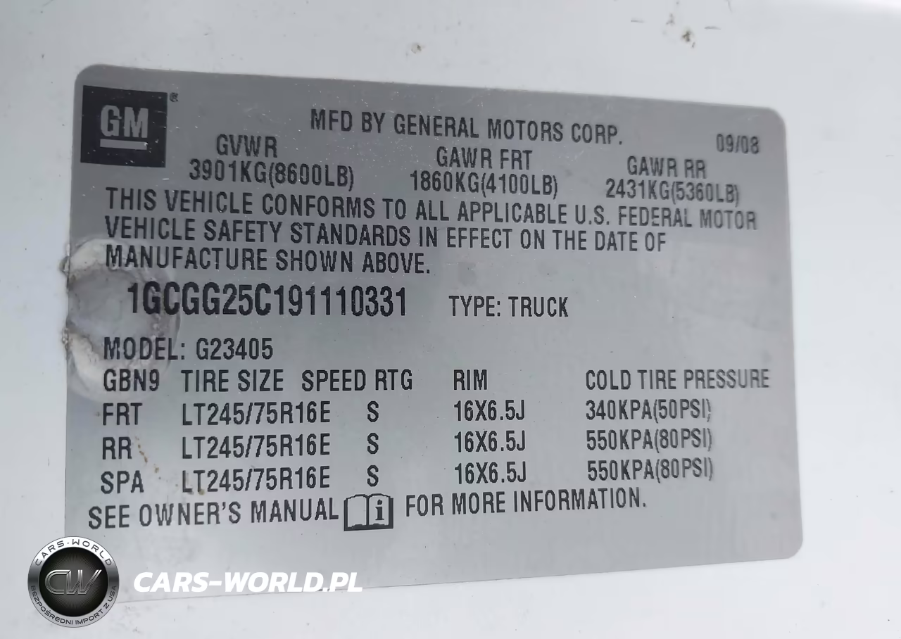 2009 Chevrolet Express 2500 Work Van VIN:1GCGG25C191110331 - 9