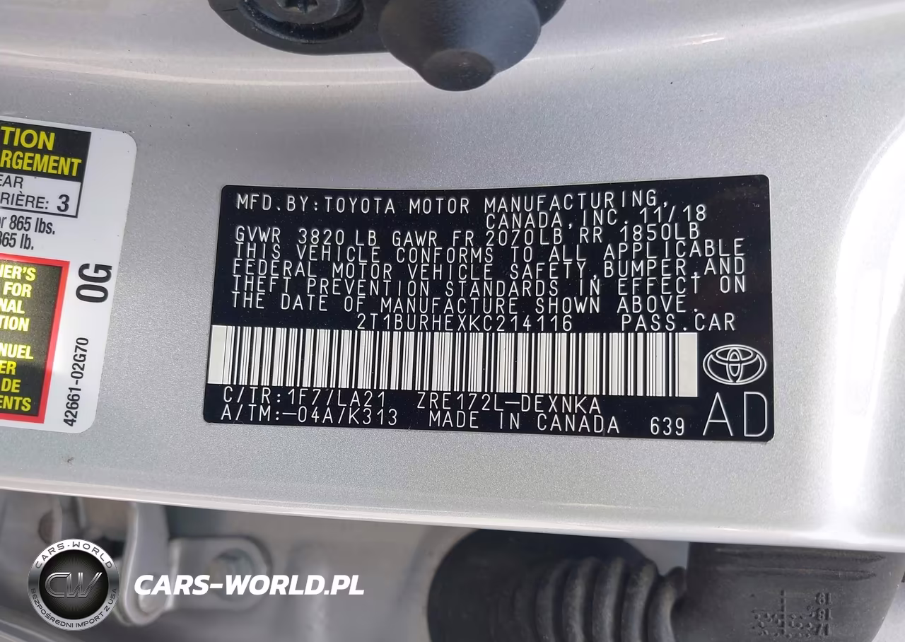 2019 Toyota Corolla Xle VIN:2T1BURHEXKC214116 - 9