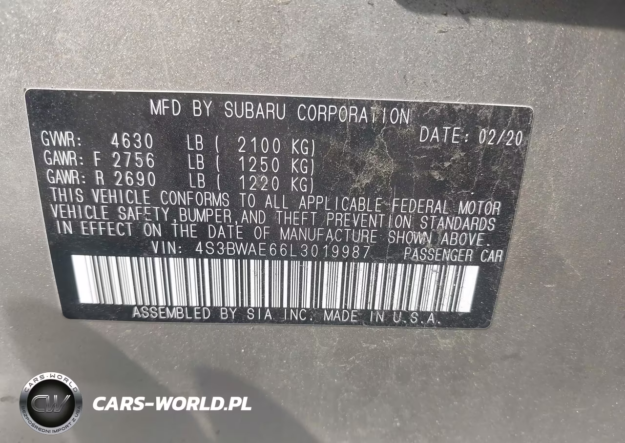 2020 Subaru Legacy Premium VIN:4S3BWAE66L3019987 - 9