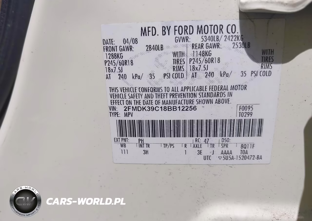 2008 Ford Edge Limited VIN:2FMDK39C18BB12256 - 9