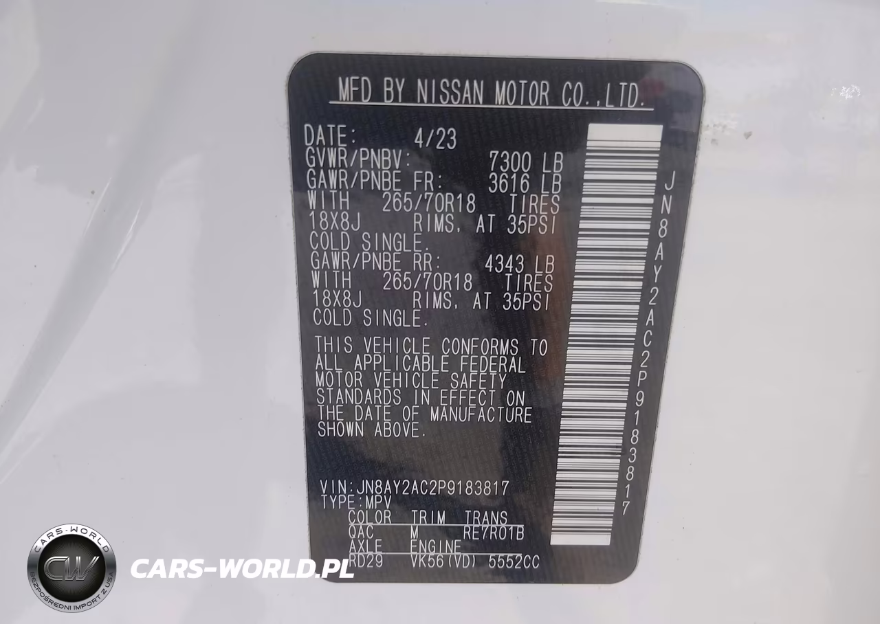 2023 Nissan Armada Sv 2Wd VIN:JN8AY2AC2P9183817 - 9