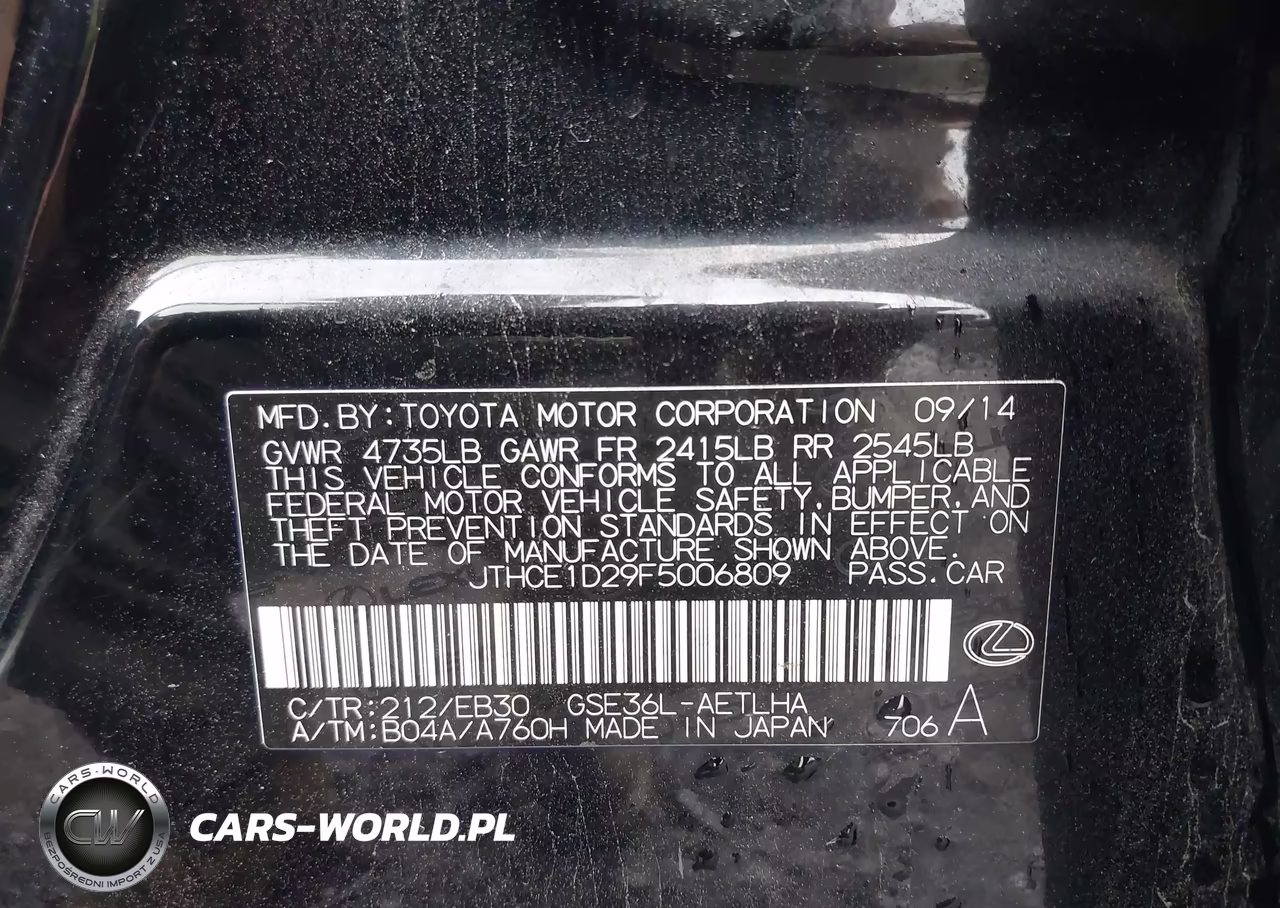 2015 Lexus Is 350 VIN:JTHCE1D29F5006809 - 9