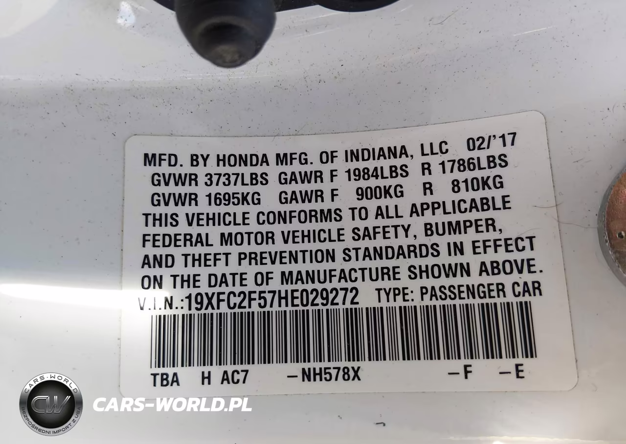 2017 Honda Civic Lx VIN:19XFC2F57HE029272 - 9