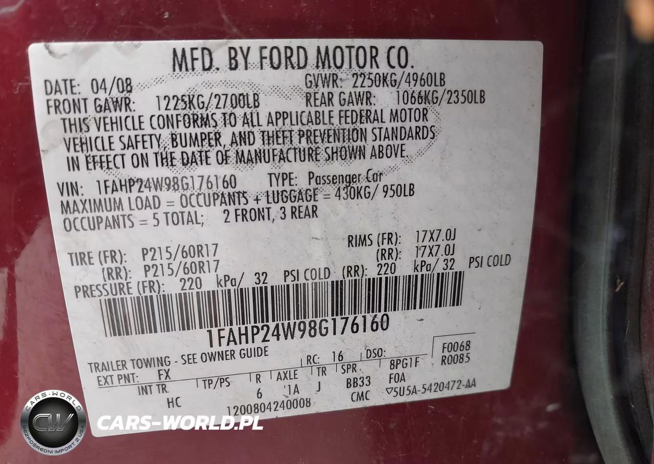 2008 Ford Taurus Sel VIN:1FAHP24W98G176160 - 9