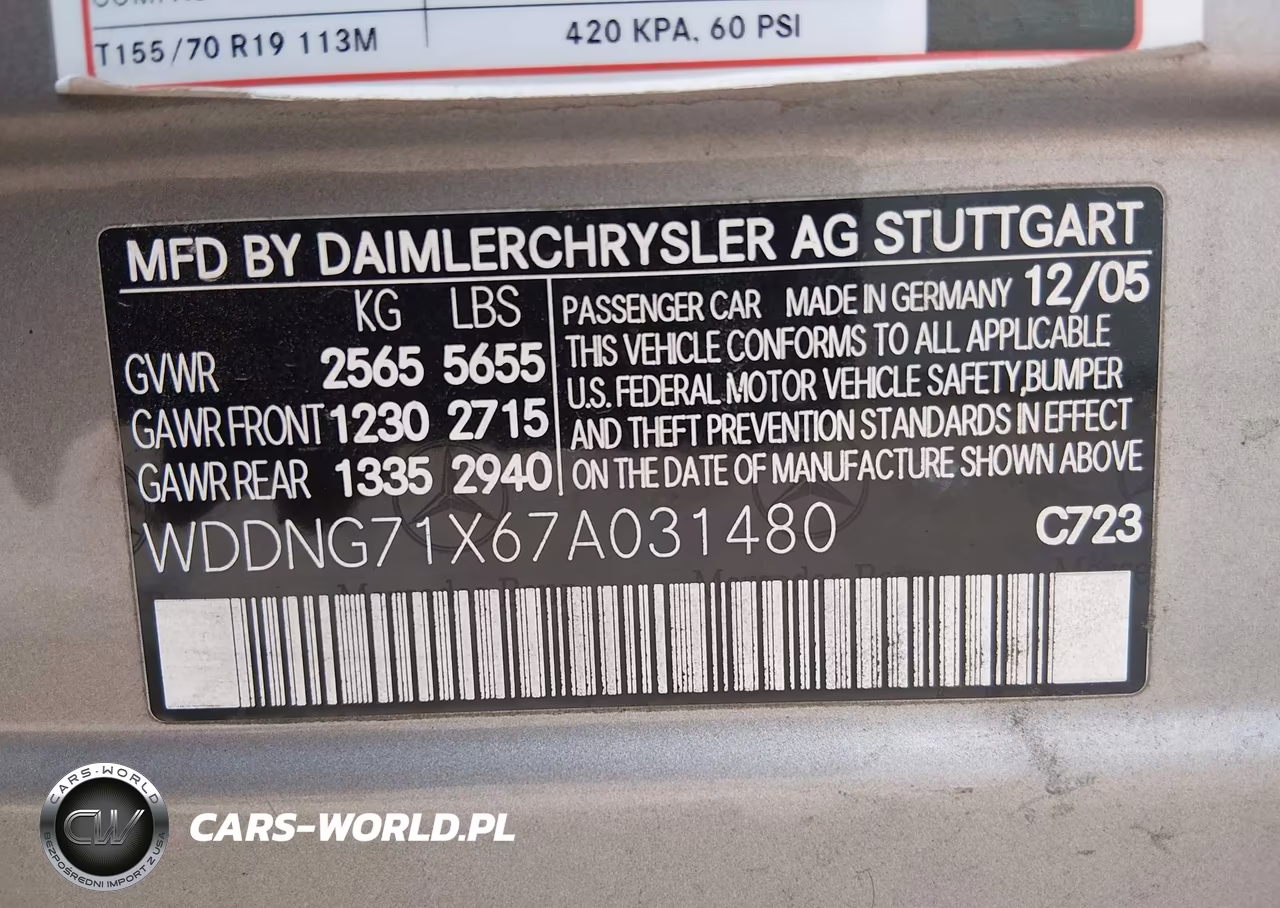 2007 Mercedes-Benz S 550 VIN:WDDNG71X67A031480 - 9