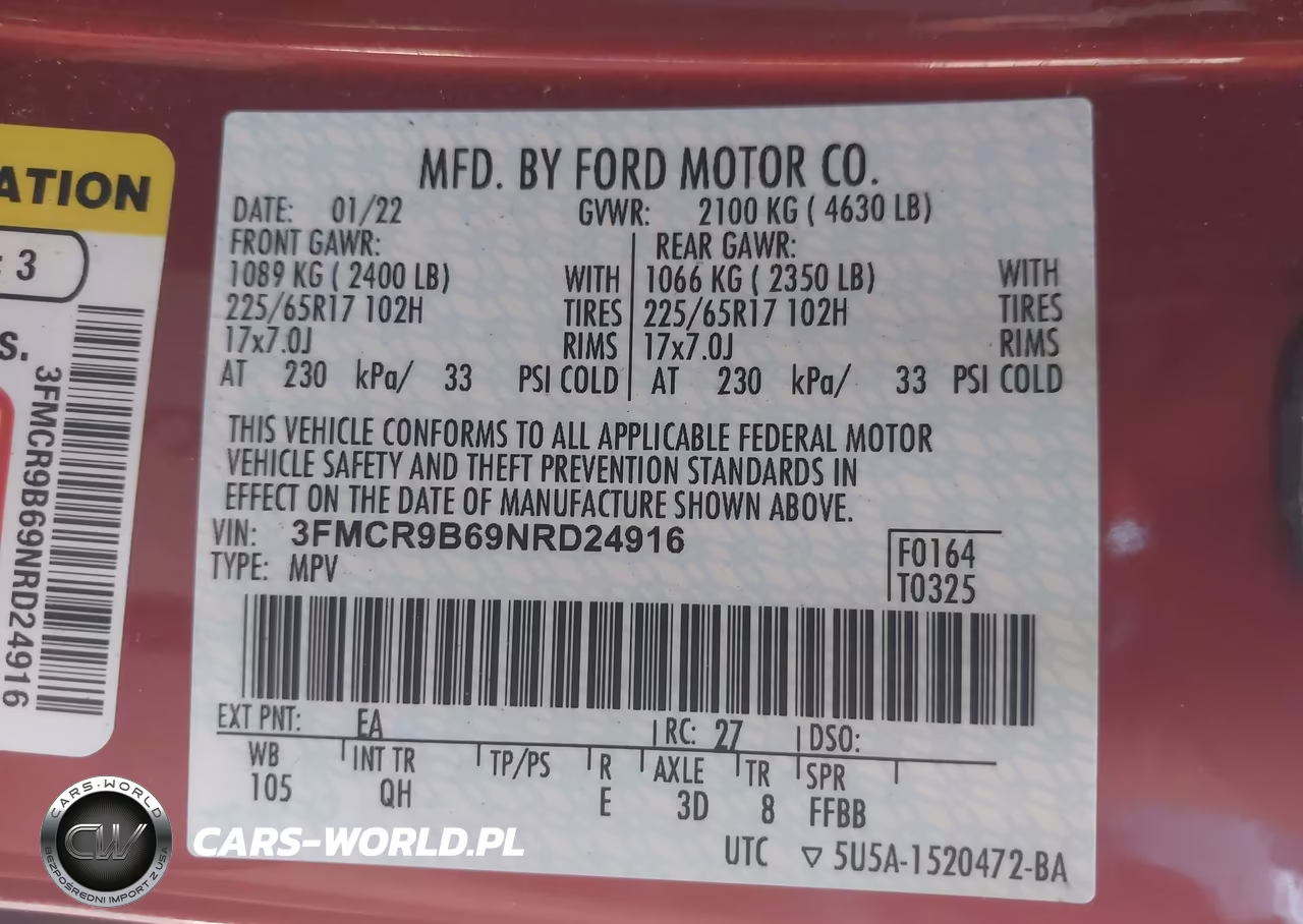 2022 Ford Bronco Sport Big Bend VIN:3FMCR9B69NRD24916 - 9