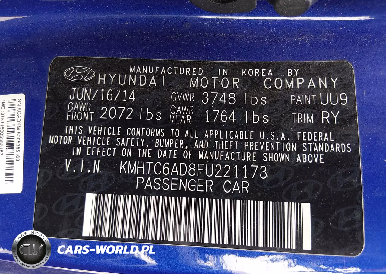 2015 Hyundai Veloster VIN:KMHTC6AD8FU221173 - 9