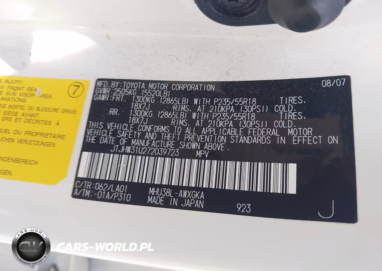 2007 Lexus Rx 400H VIN:JTJHW31U272039723 - 9