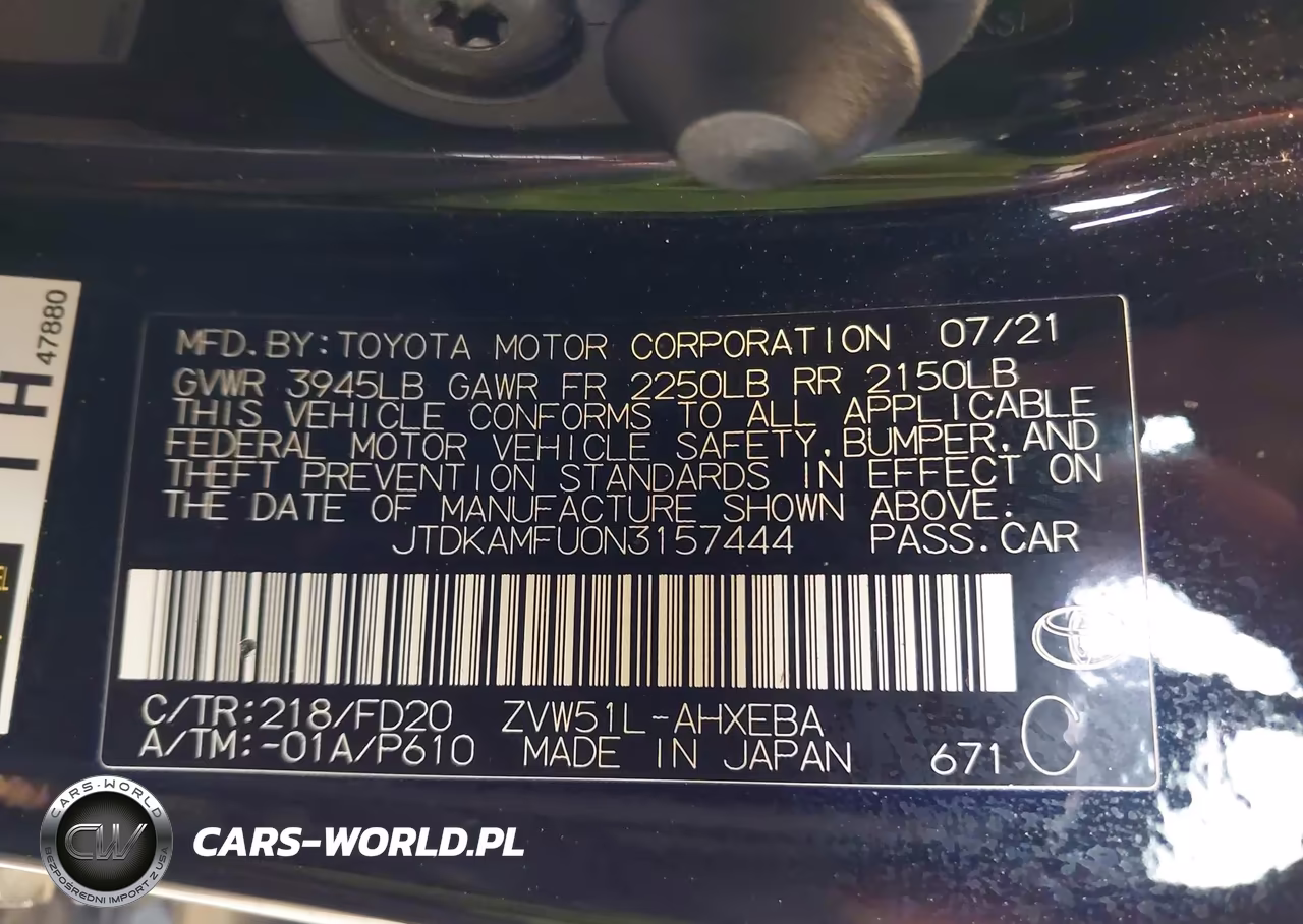 2022 Toyota Prius Le VIN:JTDKAMFU0N3157444 - 9