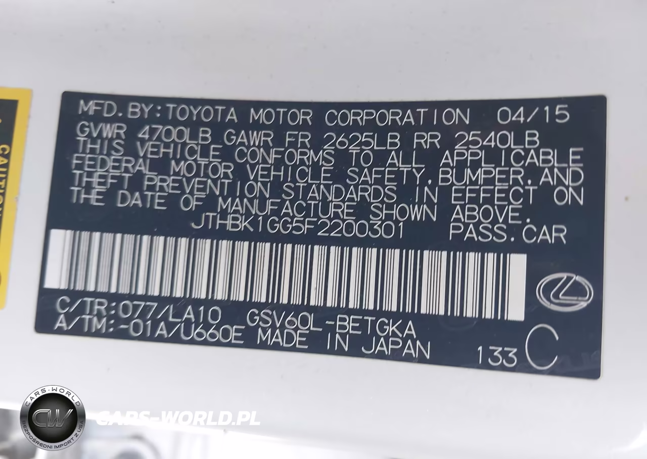 2015 Lexus Es 350 VIN:JTHBK1GG5F2200301 - 9
