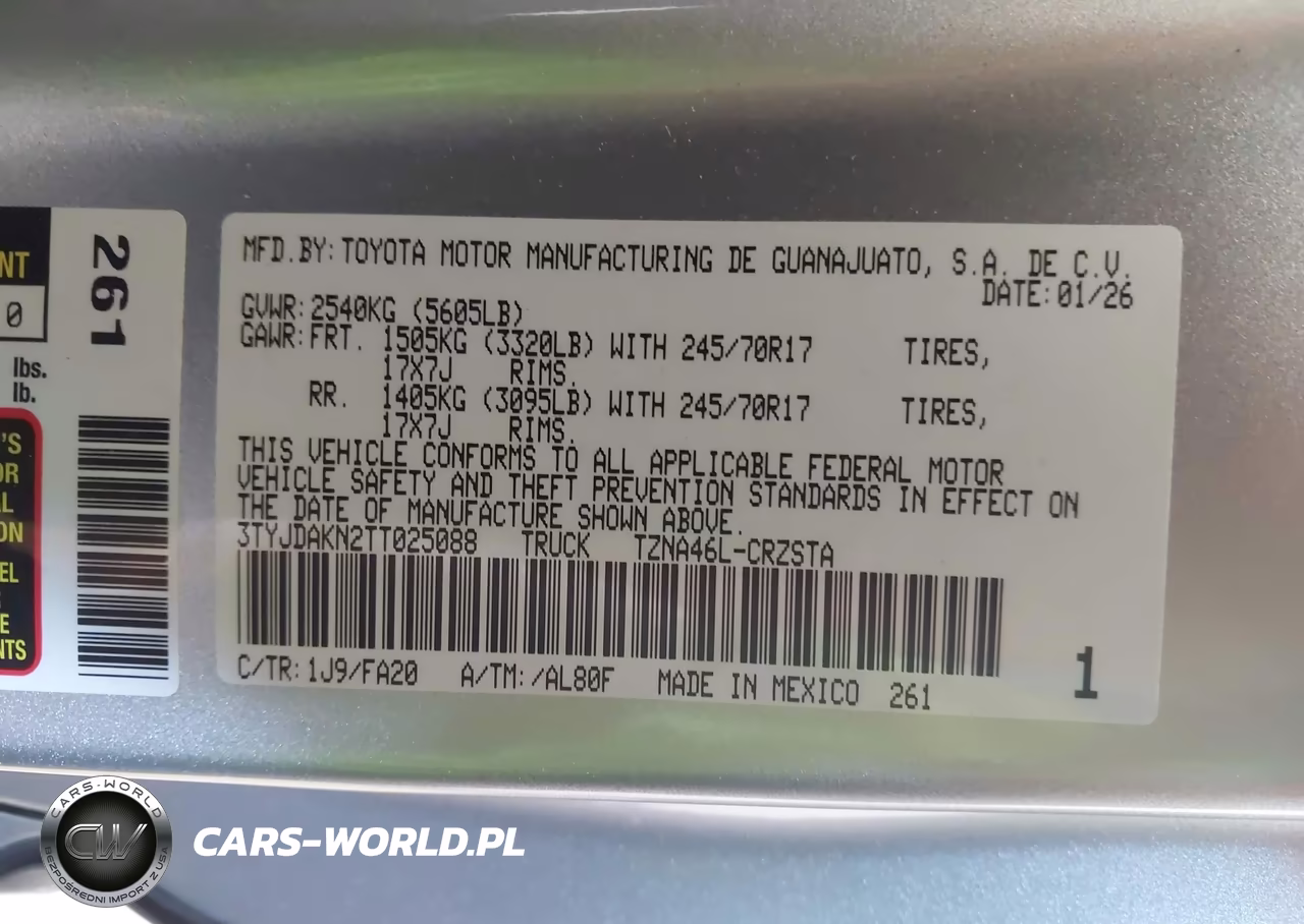 2026 Toyota Tacoma Sr VIN:3TYJDAKN2TT025088 - 9