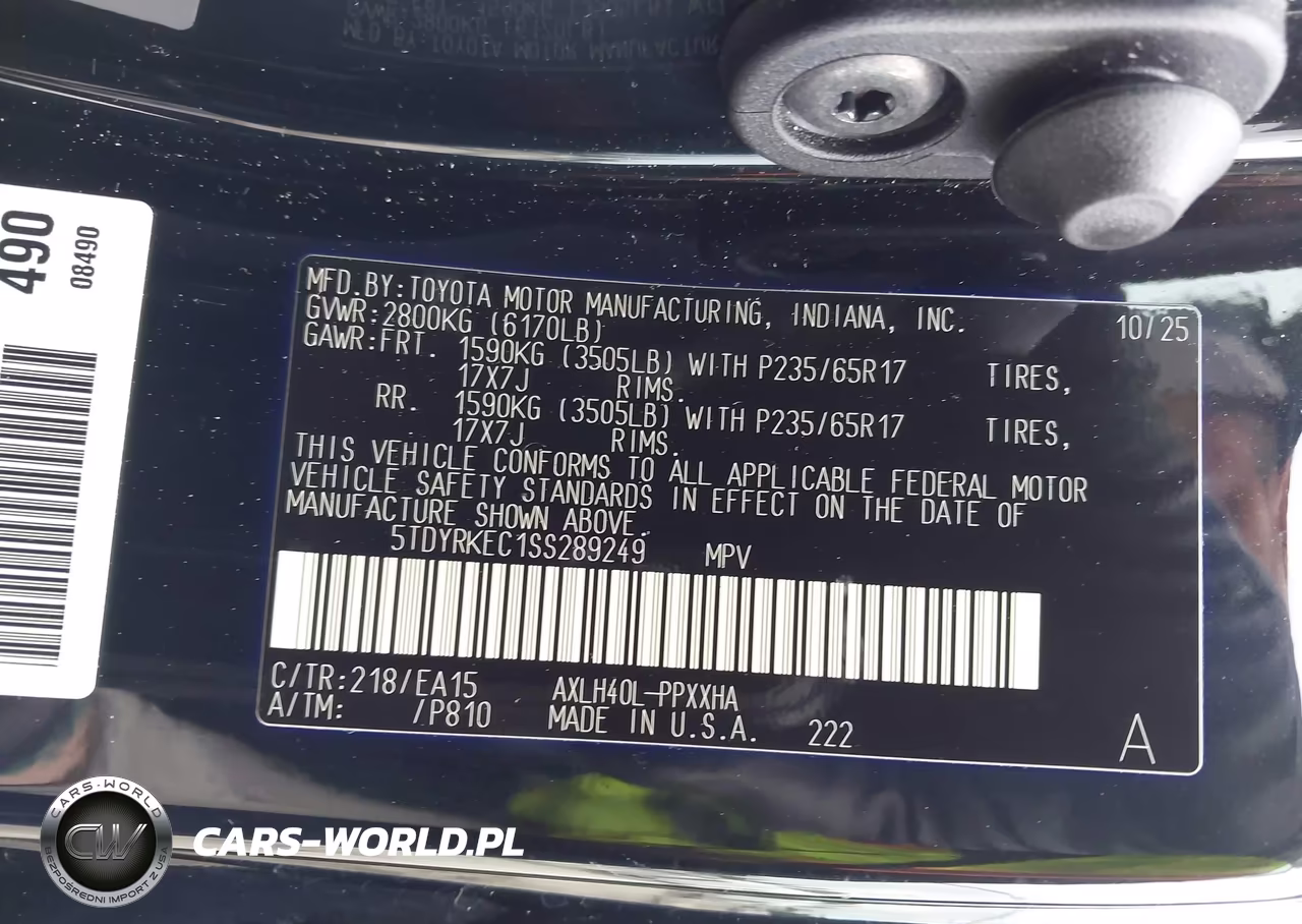 2025 Toyota Sienna Xle VIN:5TDYRKEC1SS289249 - 9