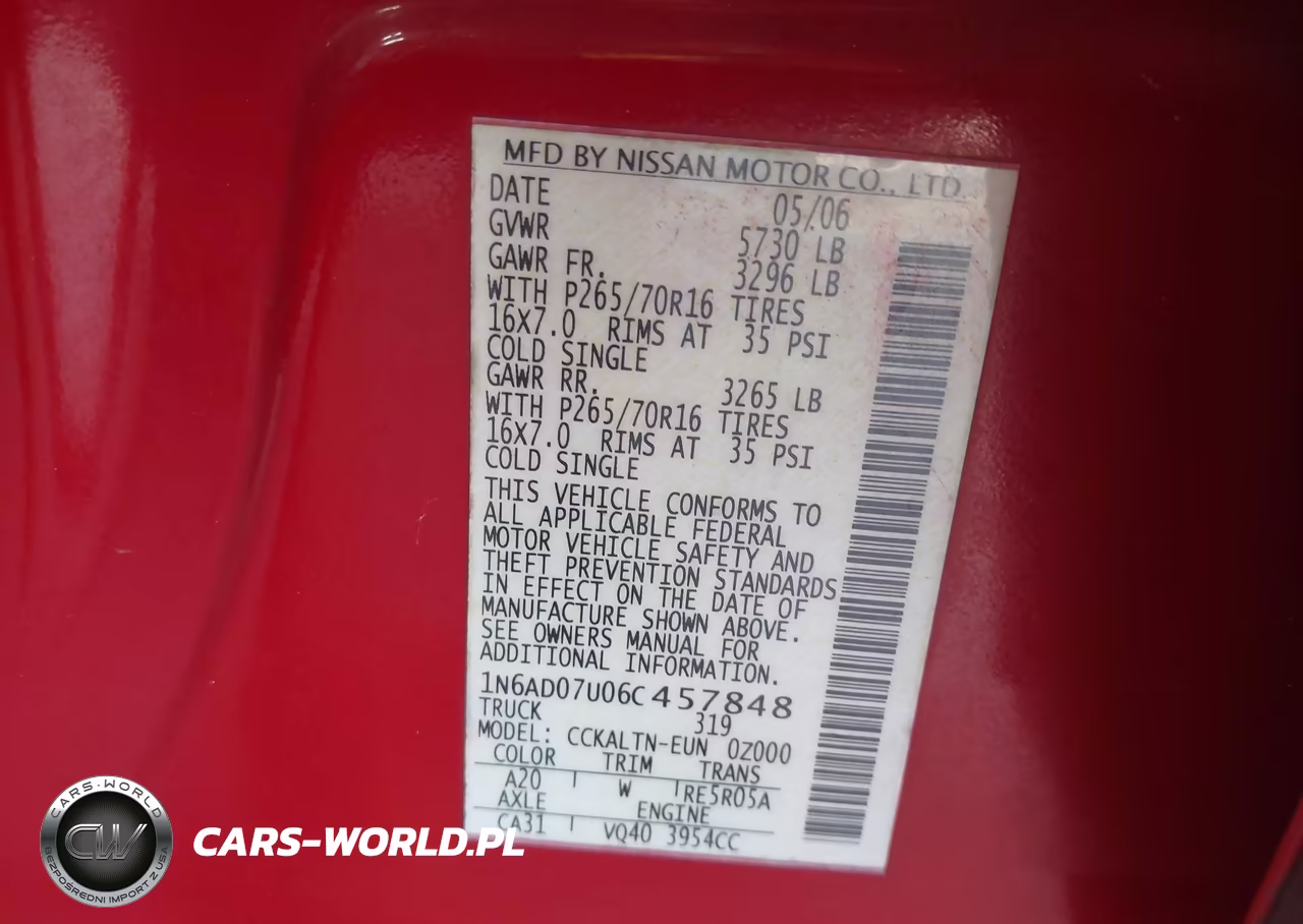 2006 Nissan Frontier Se VIN:1N6AD07U06C457848 - 9