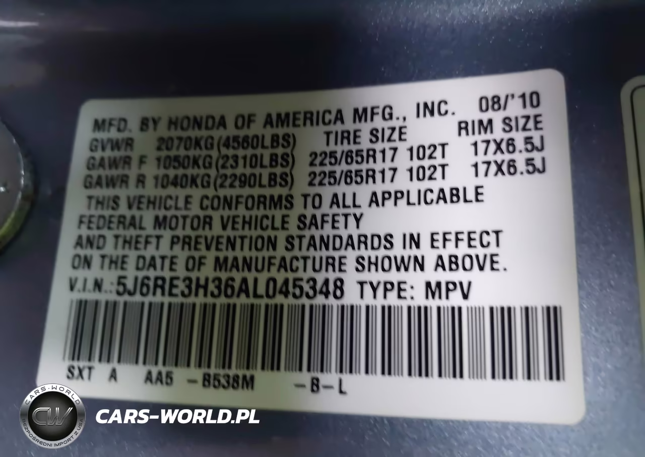 2010 Honda Cr-V Lx VIN:5J6RE3H36AL045348 - 9