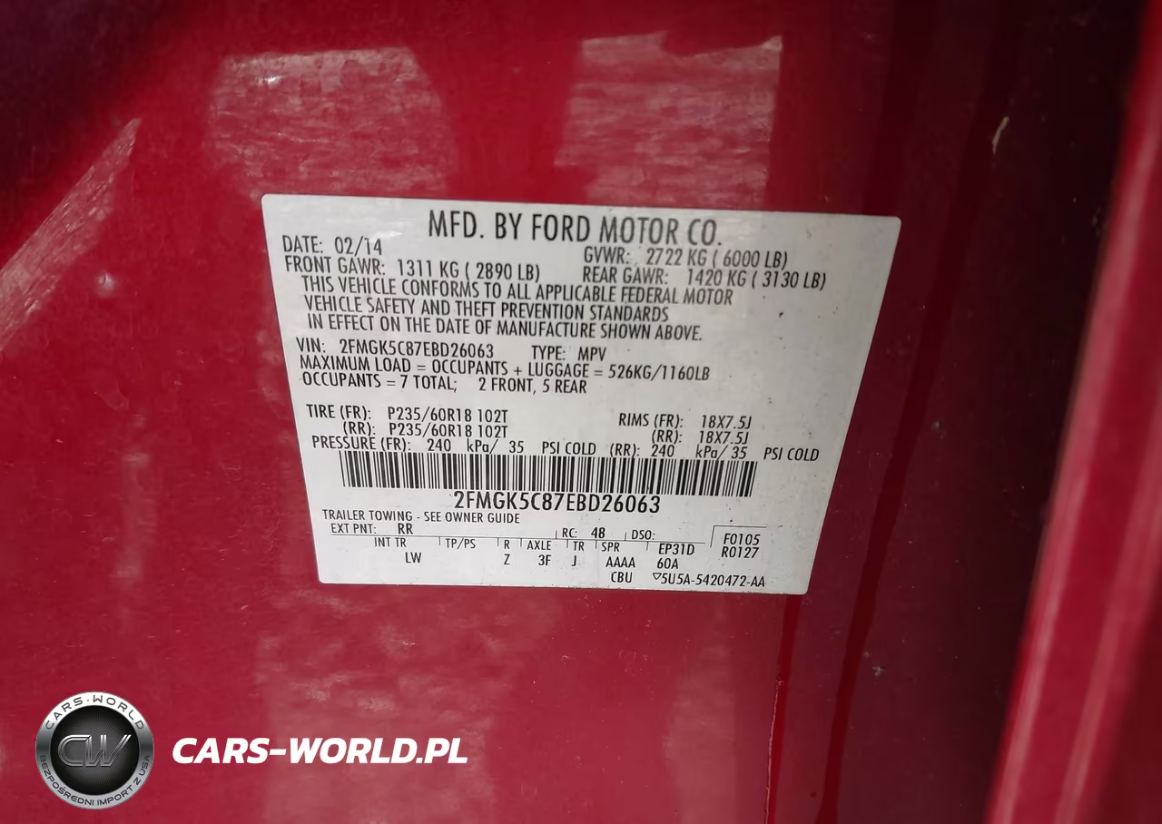 2014 Ford Flex Sel VIN:2FMGK5C87EBD26063 - 9