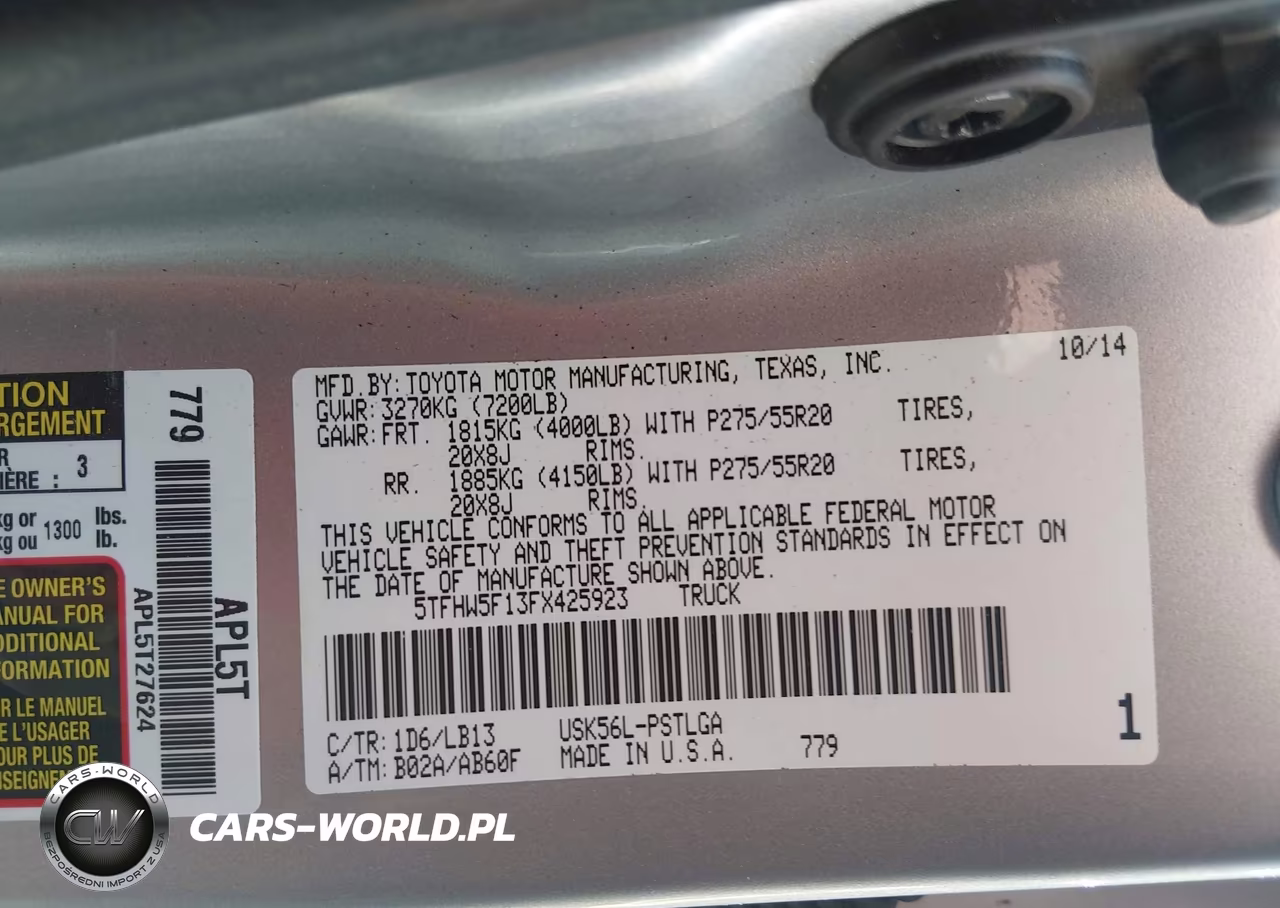 2015 Toyota Tundra Limited 5.7L V8 VIN:5TFHW5F13FX425923 - 9