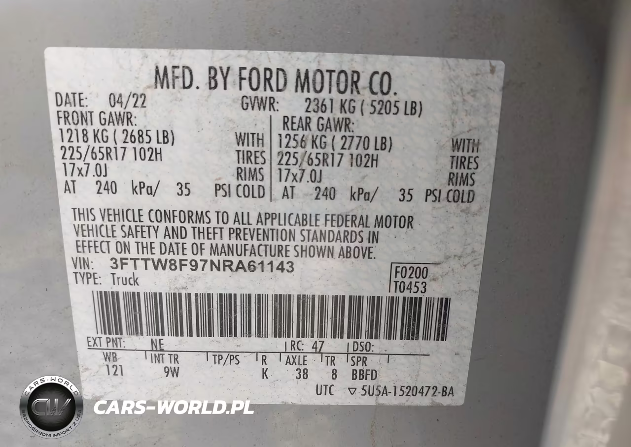 2022 Ford Maverick Xl VIN:3FTTW8F97NRA61143 - 9
