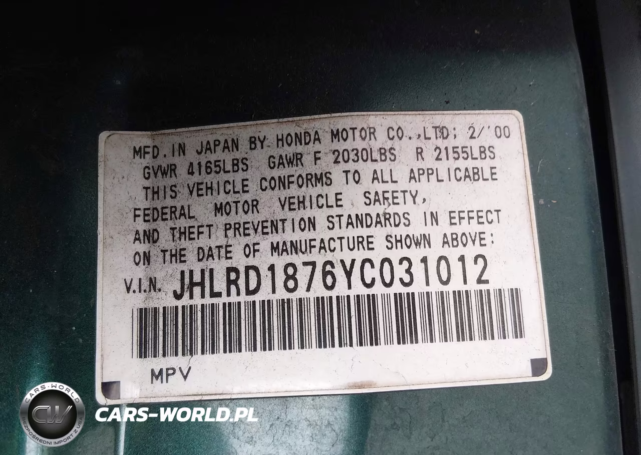2000 Honda Cr-V Special Edition VIN:JHLRD1876YC031012 - 9