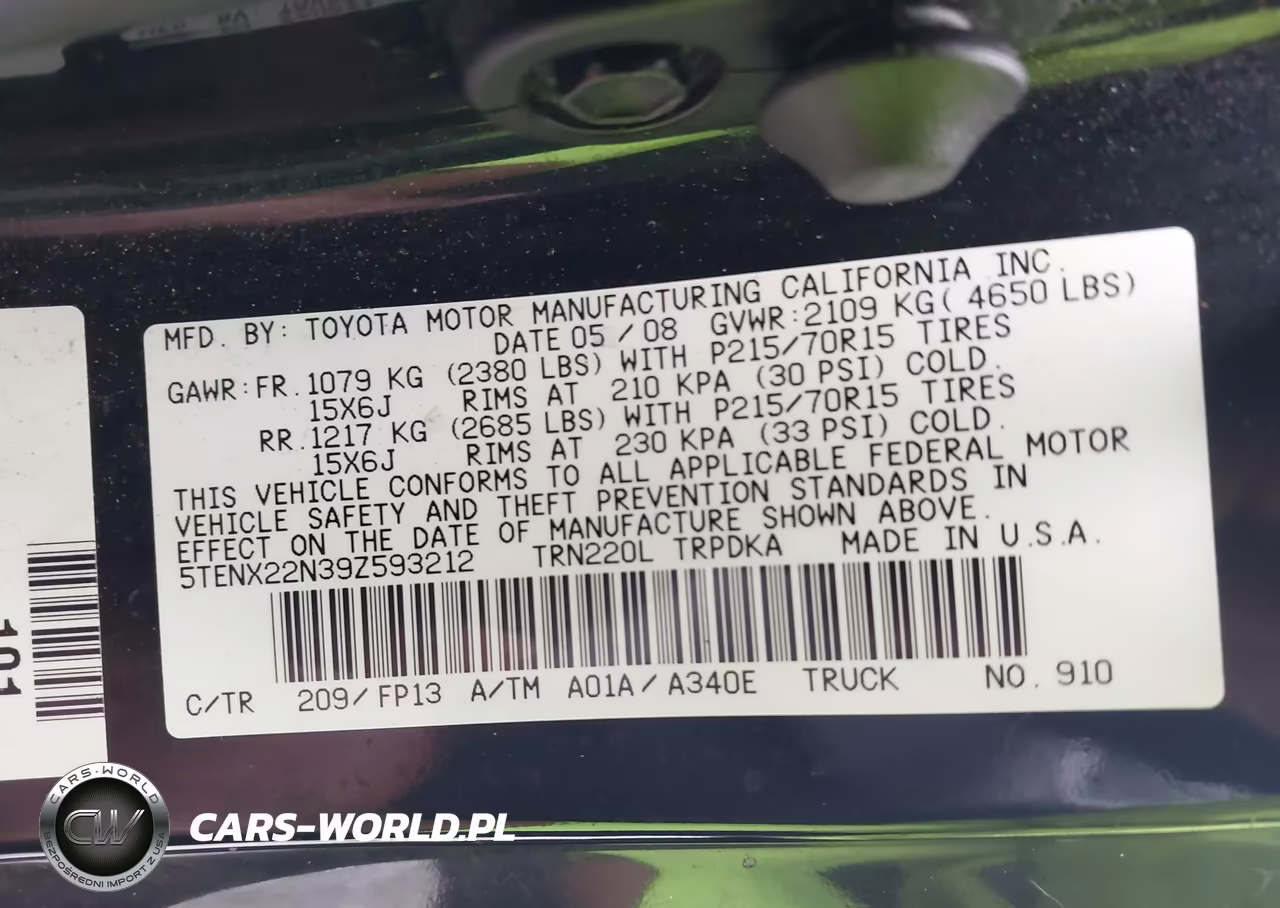 2009 Toyota Tacoma VIN:5TENX22N39Z593212 - 9