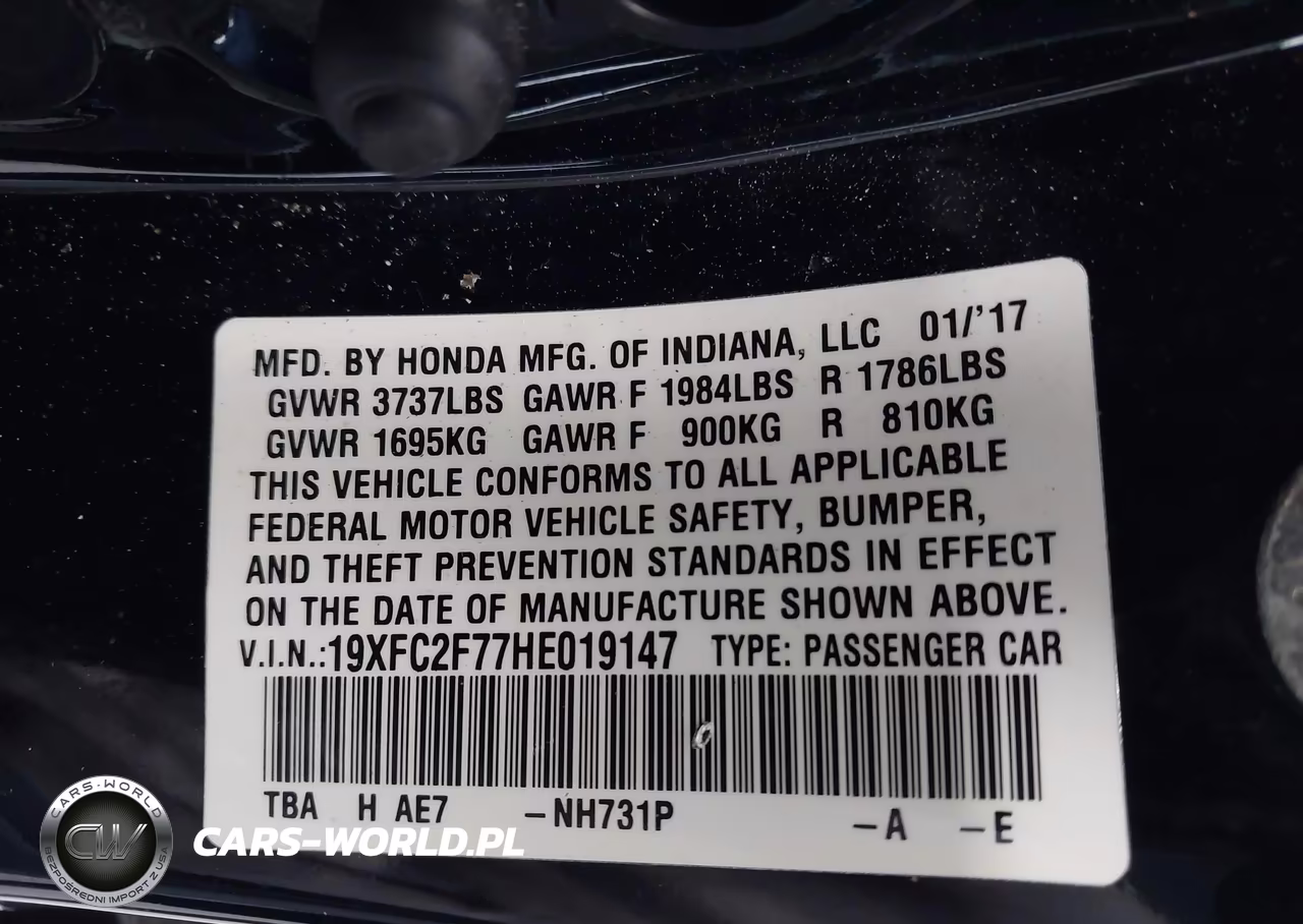 2017 Honda Civic Ex VIN:19XFC2F77HE019147 - 9