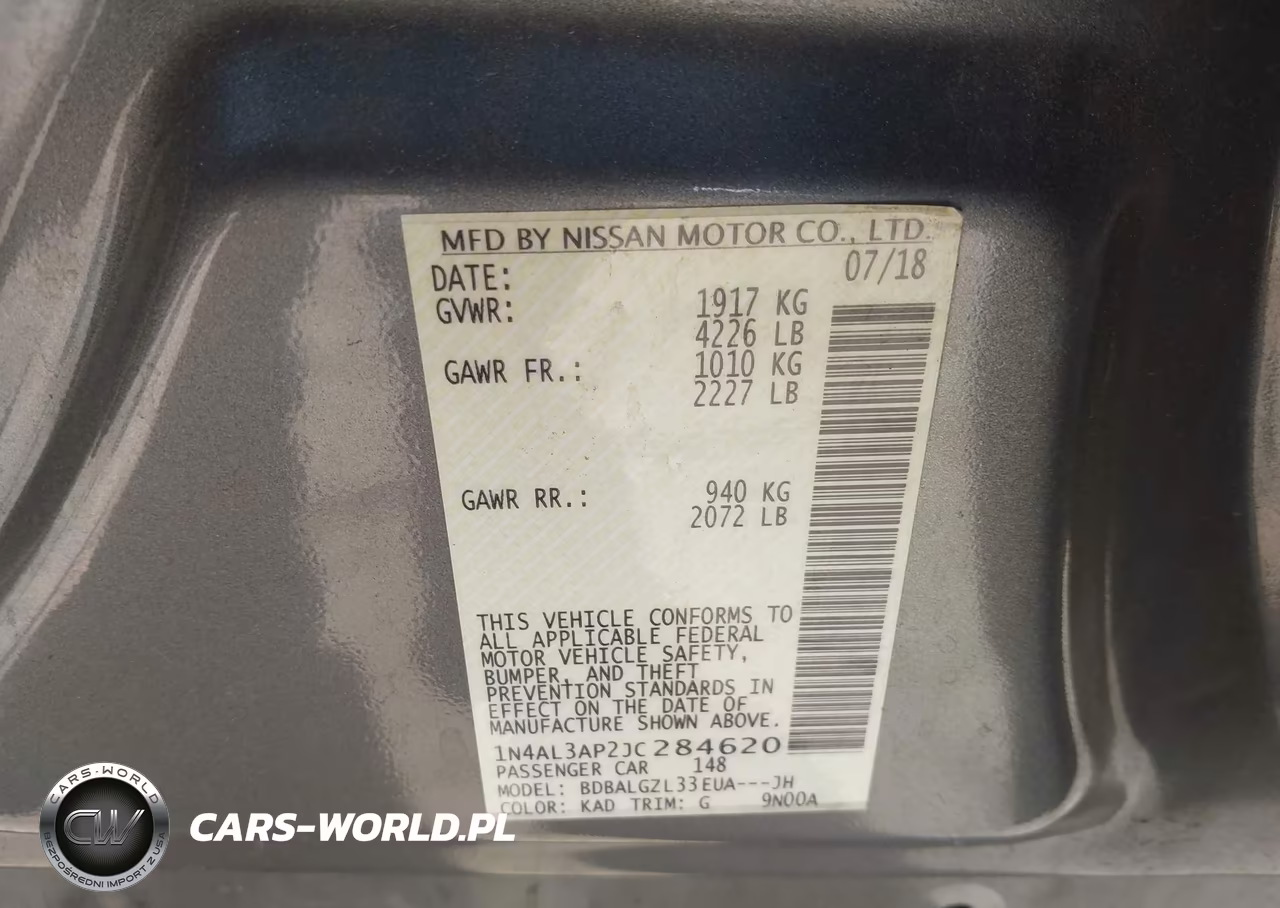 2018 Nissan Altima 2.5 S VIN:1N4AL3AP2JC284620 - 9