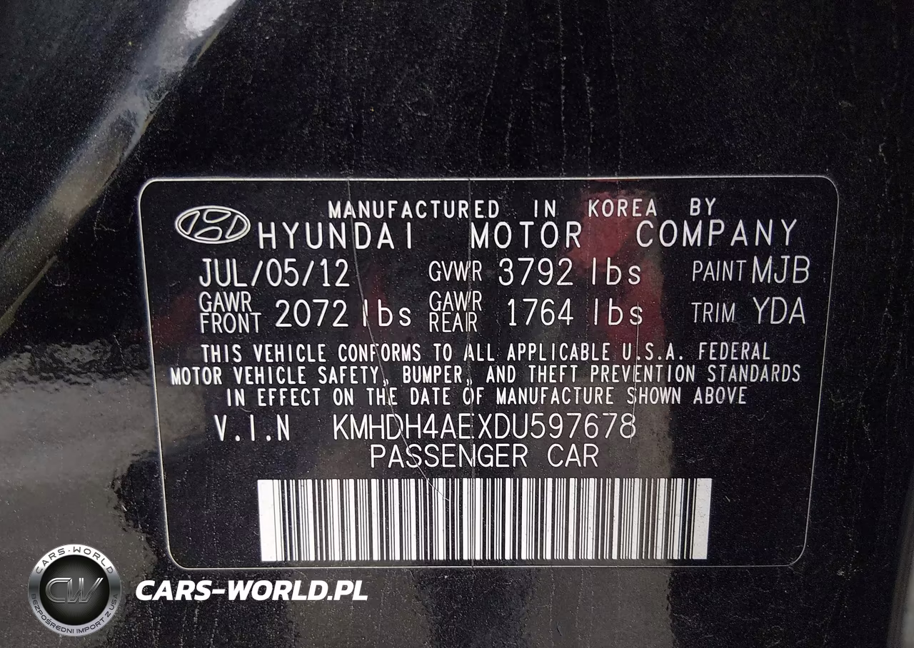 2013 Hyundai Elantra Gls VIN:KMHDH4AEXDU597678 - 9