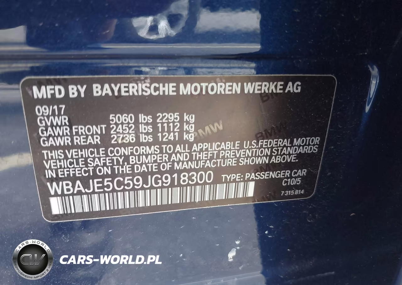 2018 BMW 540I VIN:WBAJE5C59JG918300 - 9
