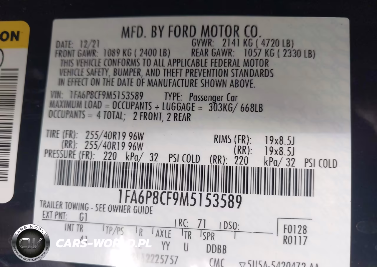 2021 Ford Mustang Gt Premium Fastback VIN:1FA6P8CF9M5153589 - 9