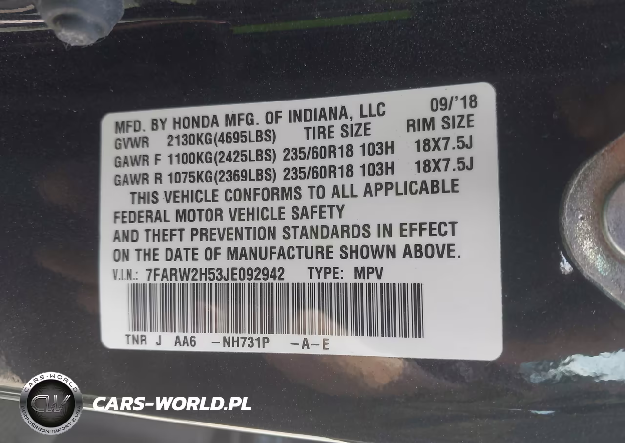 2018 Honda Cr-V Ex VIN:7FARW2H53JE092942 - 9