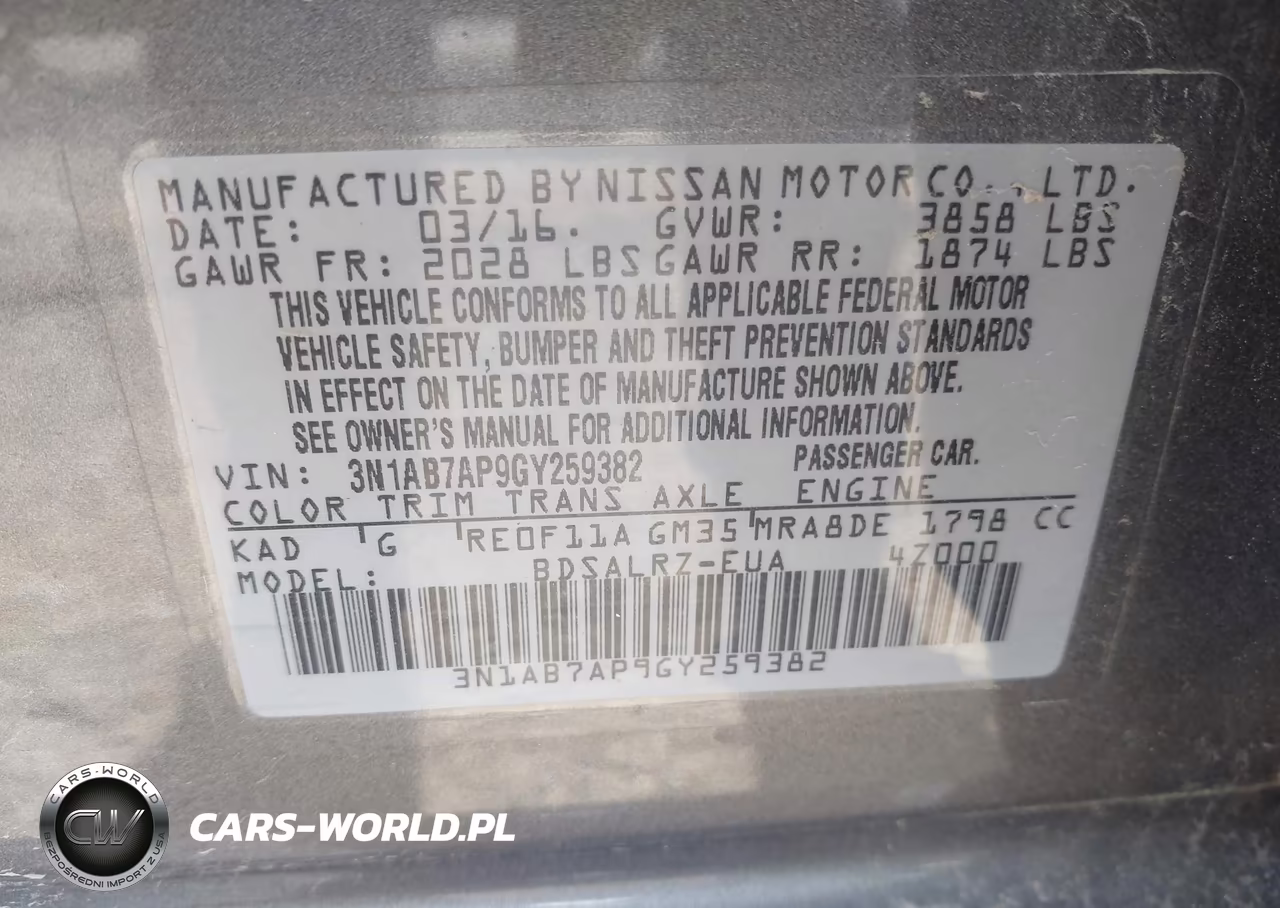 2016 Nissan Sentra Sr VIN:3N1AB7AP9GY259382 - 9