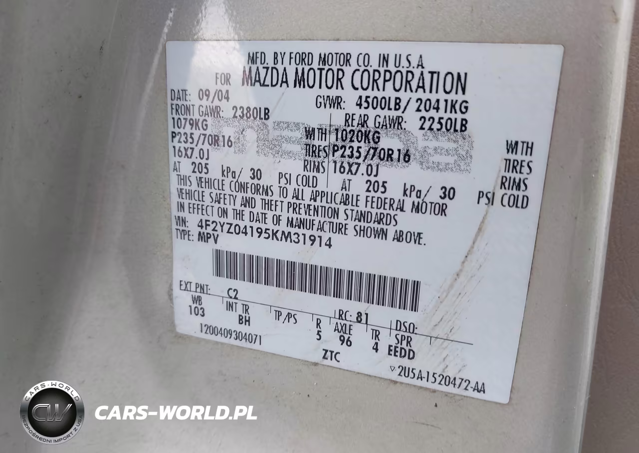 2005 Mazda Tribute S VIN:4F2YZ04195KM31914 - 9