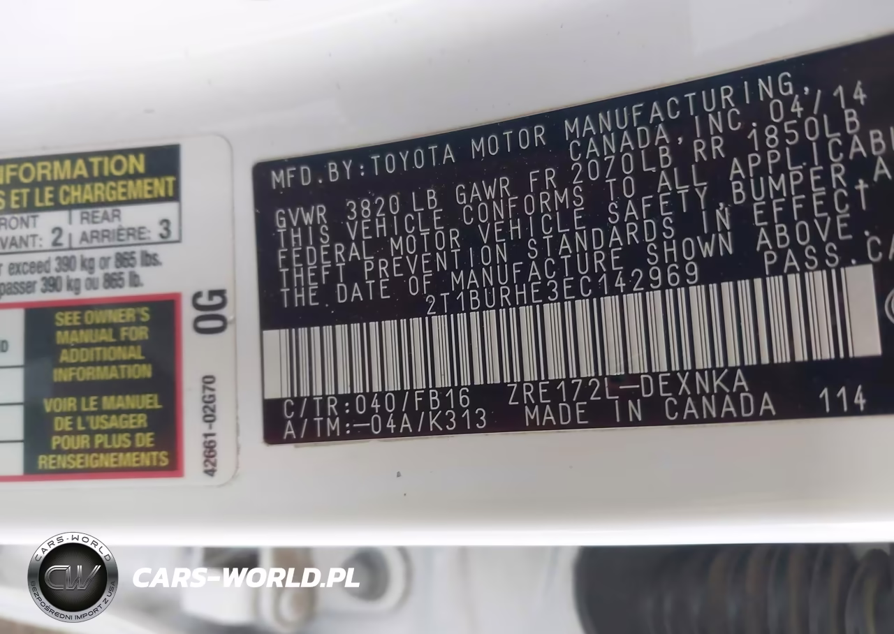 2014 Toyota Corolla Le VIN:2T1BURHE3EC142969 - 9
