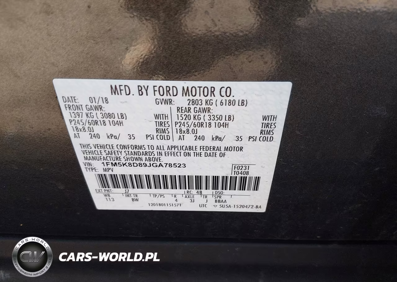 2018 Ford Explorer Xlt VIN:1FM5K8D89JGA78523 - 9