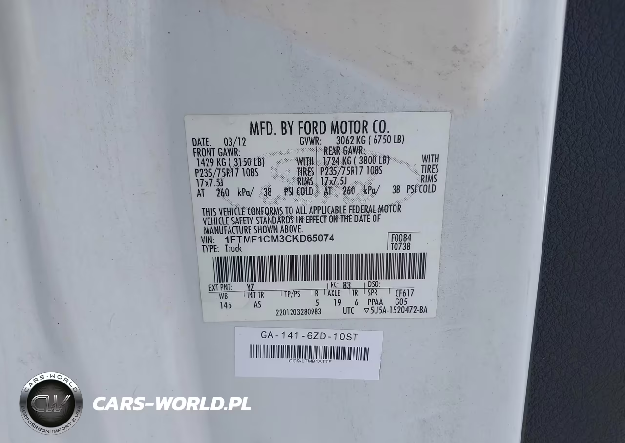 2012 Ford F-150 Xl VIN:1FTMF1CM3CKD65074 - 9