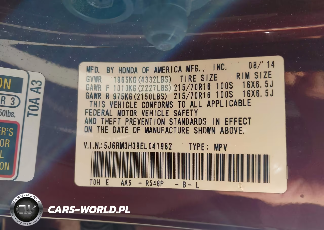 2014 Honda Cr-V Lx VIN:5J6RM3H39EL041982 - 9