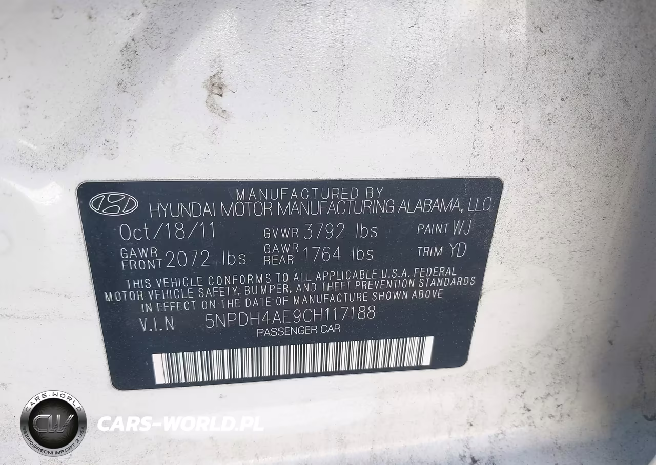 2012 Hyundai Elantra Limited VIN:5NPDH4AE9CH117188 - 9