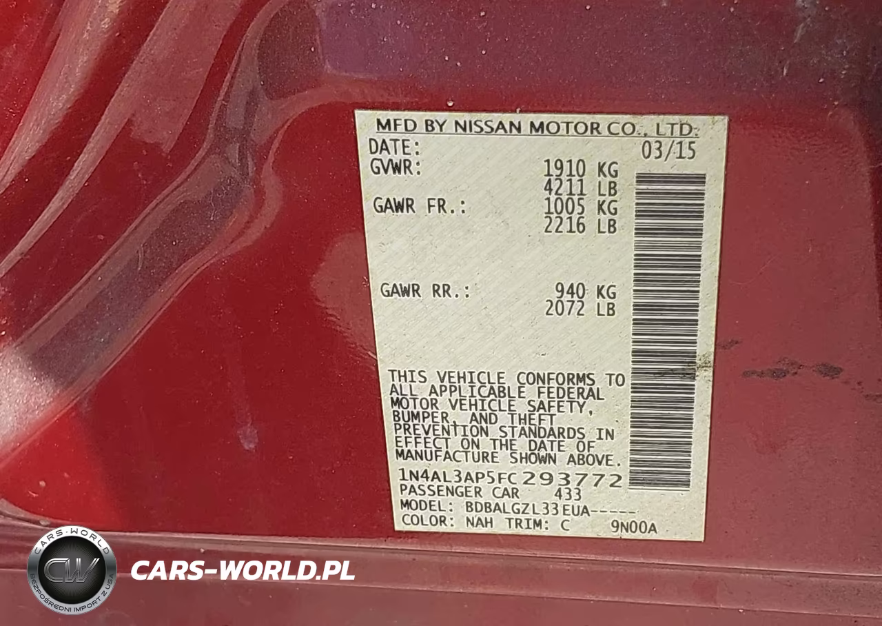 2015 Nissan Altima 2.5 S VIN:1N4AL3AP5FC293772 - 9