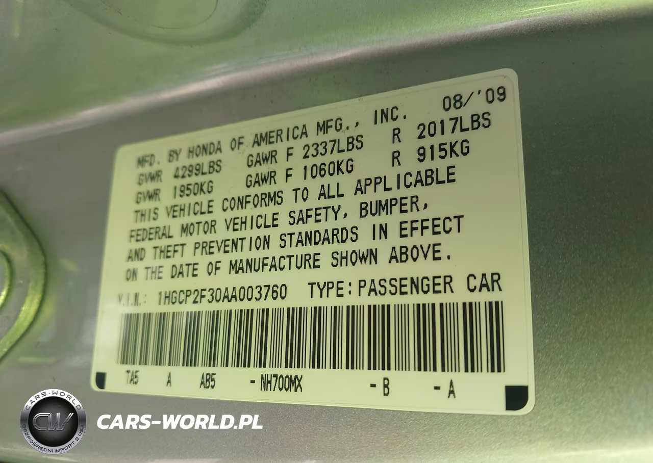 2010 Honda Accord 2.4 Lx VIN:1HGCP2F30AA003760 - 9